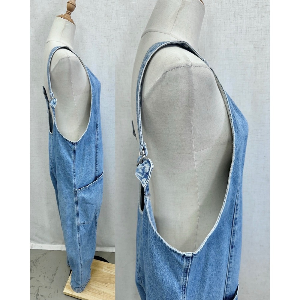 Free People High Roller Slouchy overalls in Kansas Cotton Blue Denim Size Medium - Picture 5 of 16